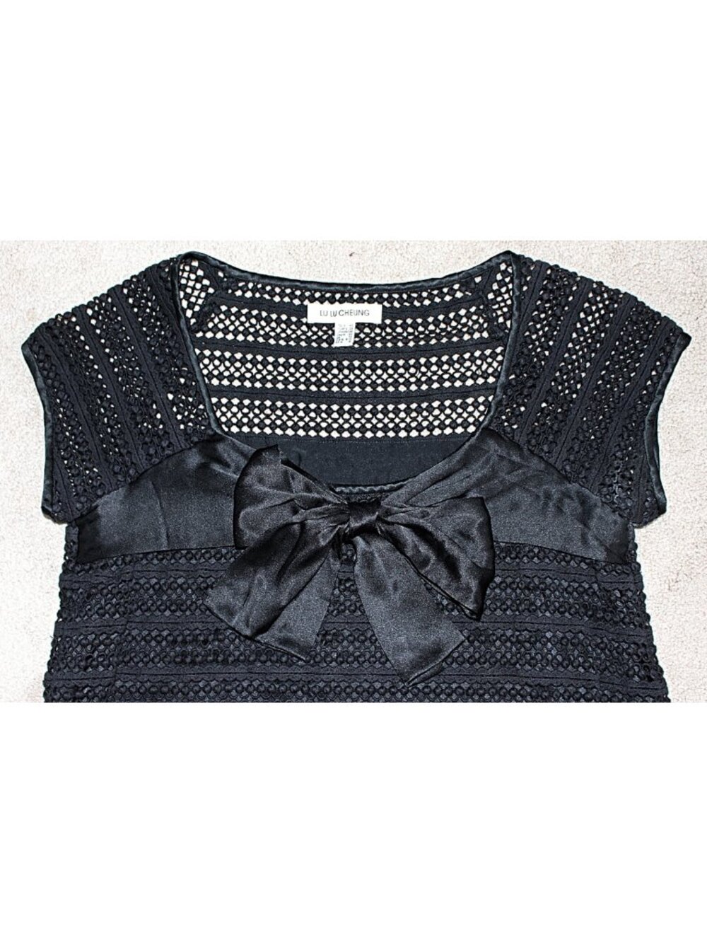 Lu Lu Cheung Designer - Lolita Dress - Silk + Eyelet Babydoll with Bow, Med - Picture 2 of 12